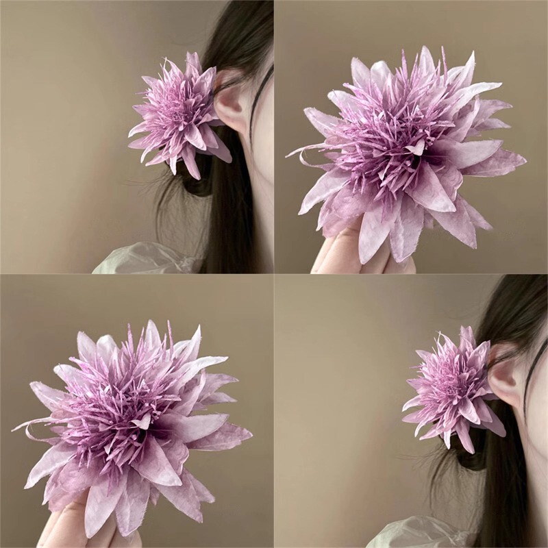 Purple Flower Sea, Super Fairy-Like Lilies, Artificial Flowers, Purple Sea Anemone Hairpin, Side Accessory for a Photo Shoot, Hair Accessory