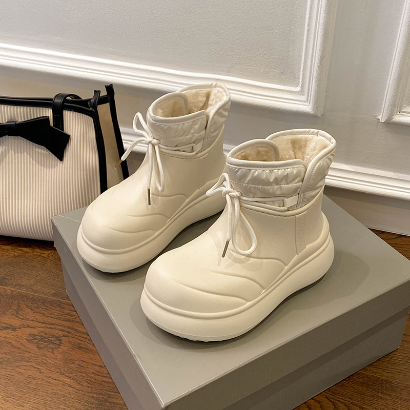 Xh8802 High-Top Down Waterproof For Women Winter 2025 New Style Outdoor Non-Slip Fleece-Lined Warm Heel Cotton Shoes_voghion.com