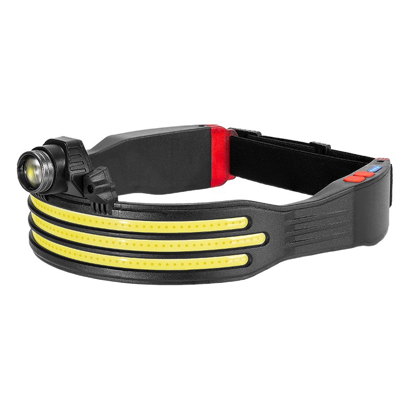 Transfronterizo nuevo LED mini multifunción con luz de la cabeza de advertencia COB aventura al aire libre pesca linterna de luz fuerte