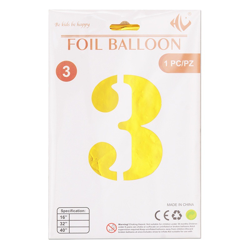 40 pulgadas digital de aluminio globo Tapa dura Tarjeta de papel de embalaje independiente 0-9 gran partido arreglo de papel de aluminio globo