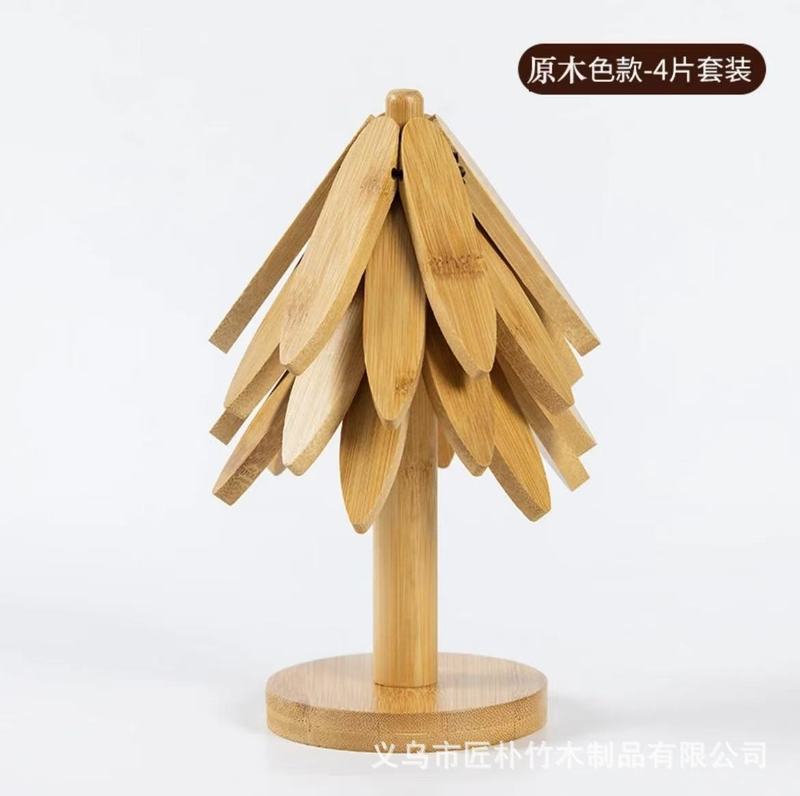 一棵树防烫隔热垫家用创意圣诞树摆件餐桌垫高级感楠竹砂锅垫杯垫|undefined