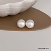 Silver needle, small design earrings from pearl, silver 925 sample, 2024 years, light luxury style