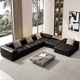 意式极简像素真皮沙发头层牛皮客厅大小户型模块沙发组合2024新款
