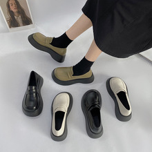 厚底复古小皮鞋女简约百搭日系软妹学院风休闲单鞋英伦风乐福鞋潮