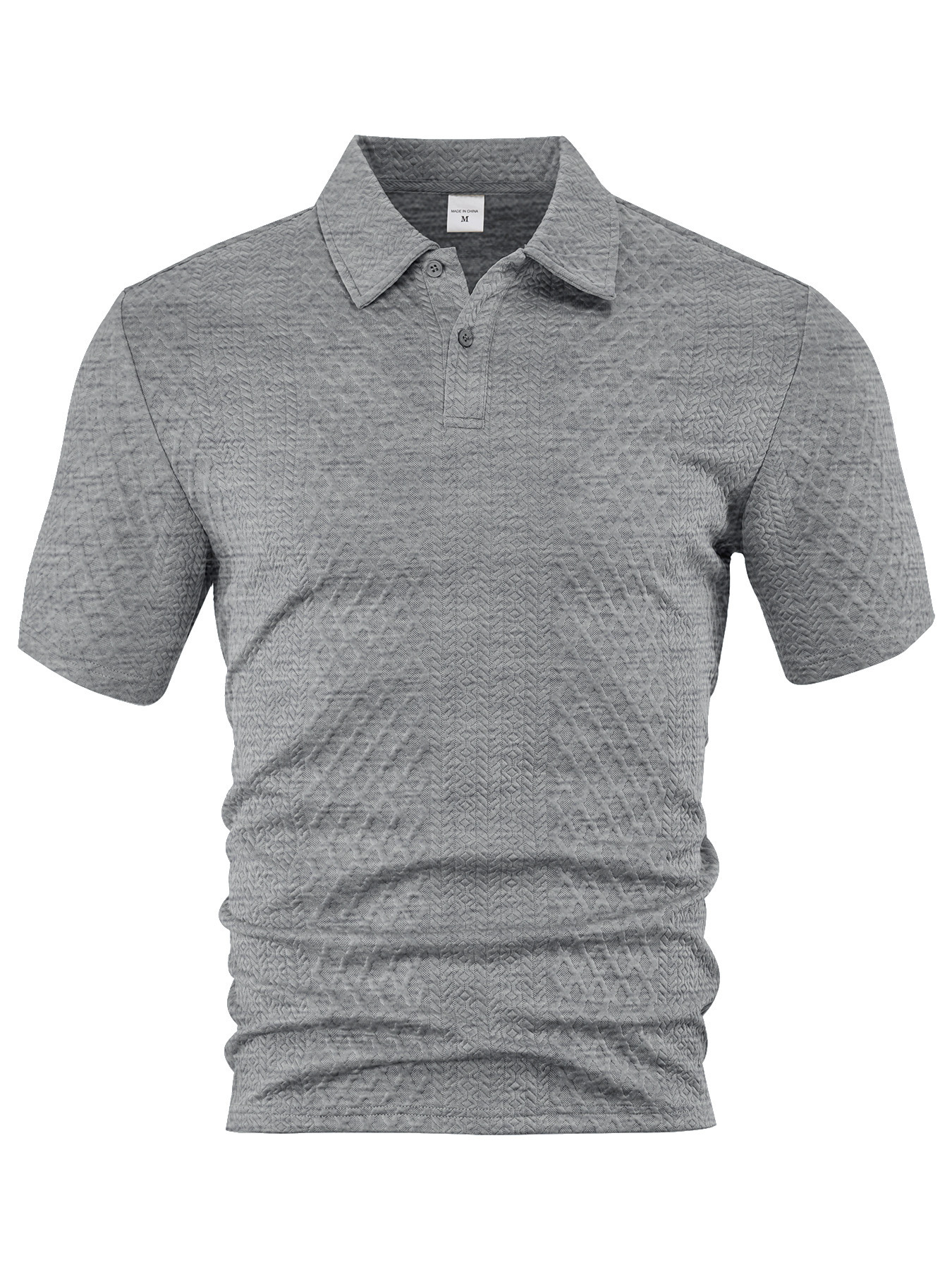 Europa y Estados Unidos ropa de hombre transfronteriza verano delgado relajado transpirable casual Jacquard de color sólido con solapa de manga corta camisa polo de hombre image 14