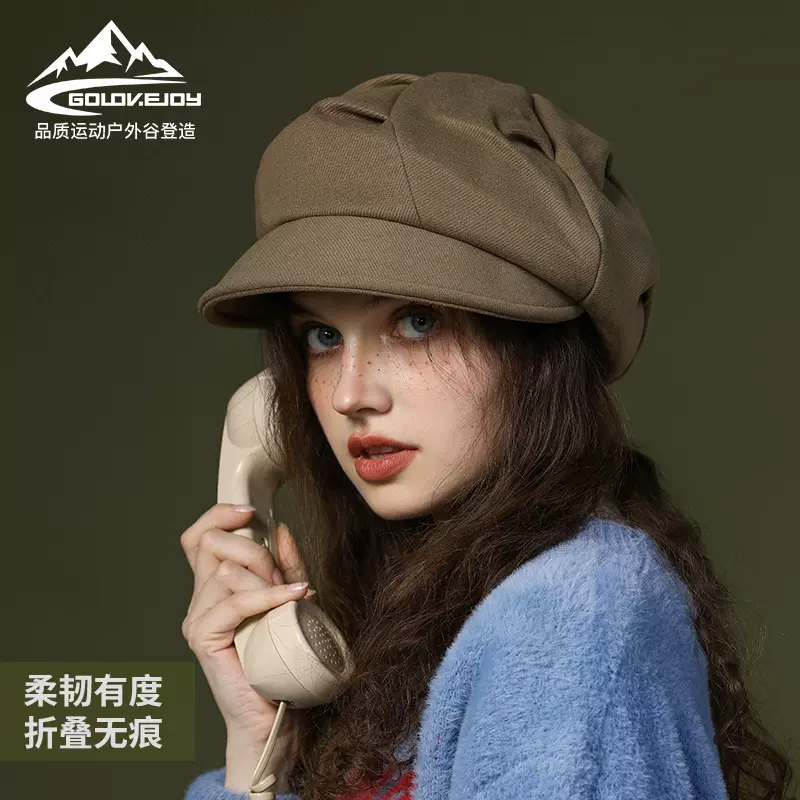 新款秋冬季贝雷帽女士保暖百搭显瘦画家帽复古日系八角帽子DMZ98