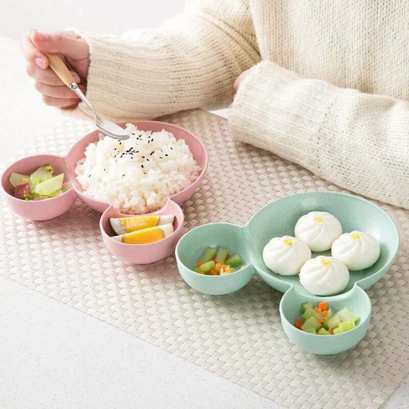 Cute cartoon compartment small dish children's eating bowl creative household tableware vinegar dish seasoning dish plate