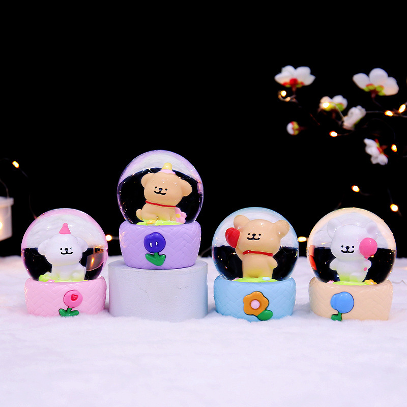 Dibujos Animados lindo Oso de invierno mini bola cristal del agua para niños regalo cumpleaños escritorio decoraciones al por mayor
