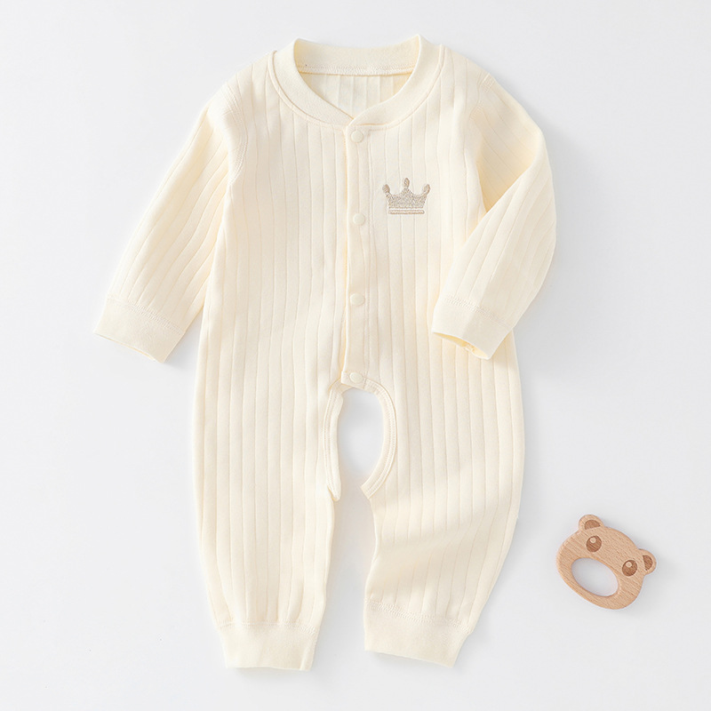 Mono para bebé, ropa sin costuras para primavera y otoño, ropa de recién nacido de algodón puro Clase A, ropa interior para bebé con abertura en la entrepierna, pijamas de estilo coreano de manga larga