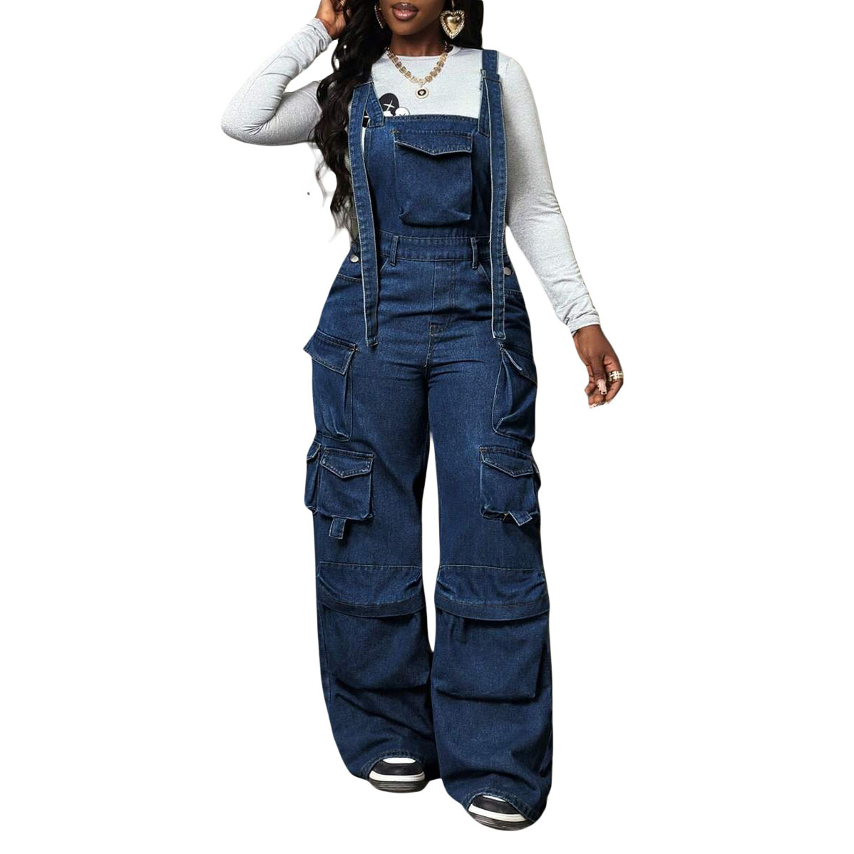 Women's Clothing Versatile Wide Leg Denim Jumpsuit Women's Work Pants Style Overalls For Formal & Casual For Women_ecoleips.com