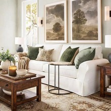 美式可拆洗田园白色亚麻布艺北欧侘寂风民宿现代简约中小户型沙发