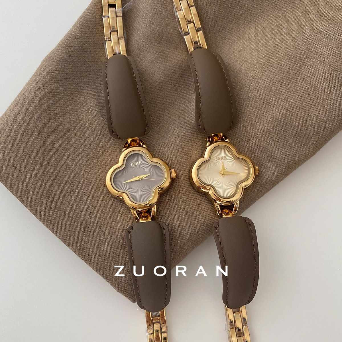 Zuoran Elephant Gray Four-Leaf Clover Fashion Niche High-End Retro Exquisite Ladies Watch Wholesale Hot Sale