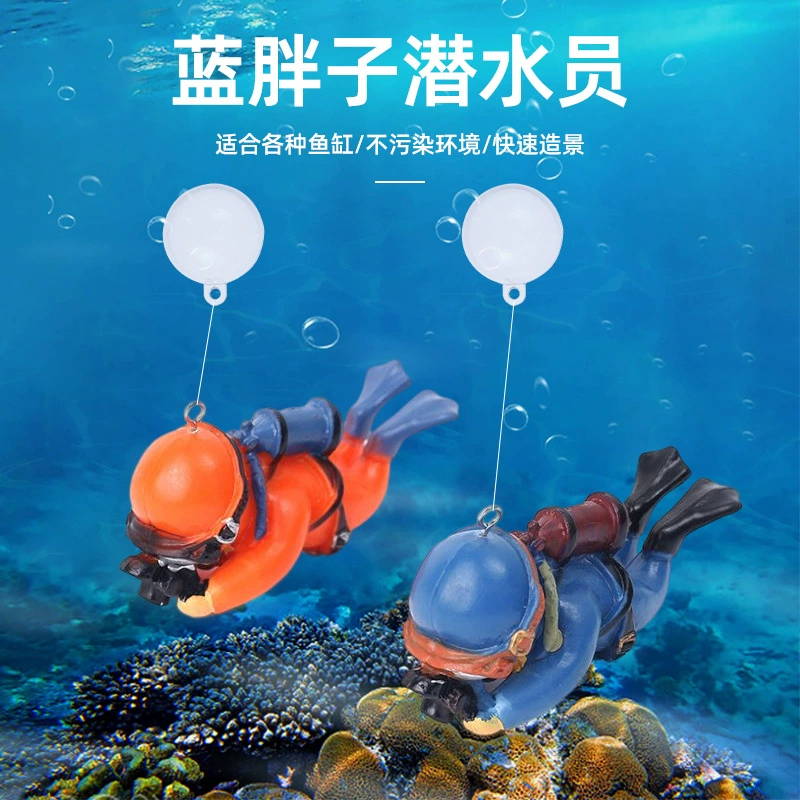 Голубые толстые украшения для аквариума милый дайвер декоративные ремесла не повредят рыбные смолы Ландшафтные украшения оптом