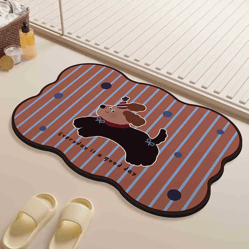 Коврик для ванной комнаты с рисунком маленького черного кота, коврик из диатомовой грязи, впитывающий коврик для пола, устойчивый к пятнам, бытовой, легкий в уходе, противоскользящий коврик