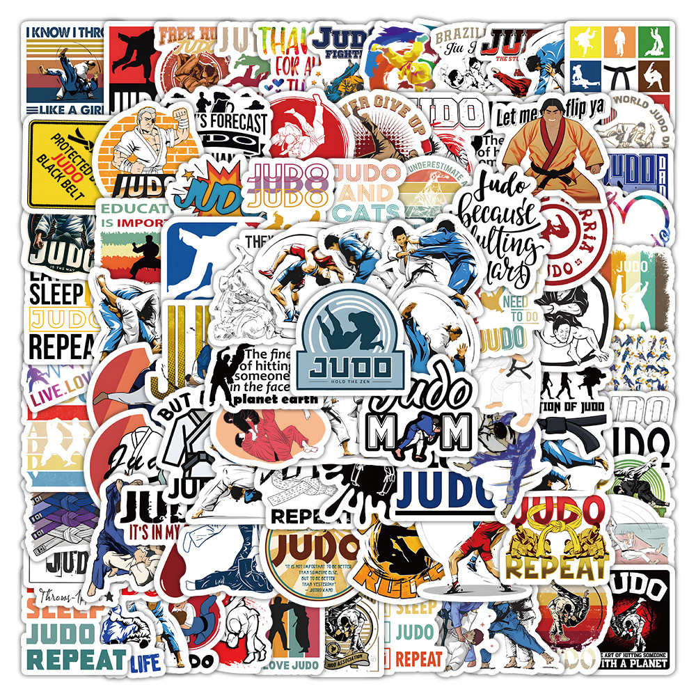 100 new judo stickers martial arts yoga decoration hand account cup helmet stationery box waterproof stickers