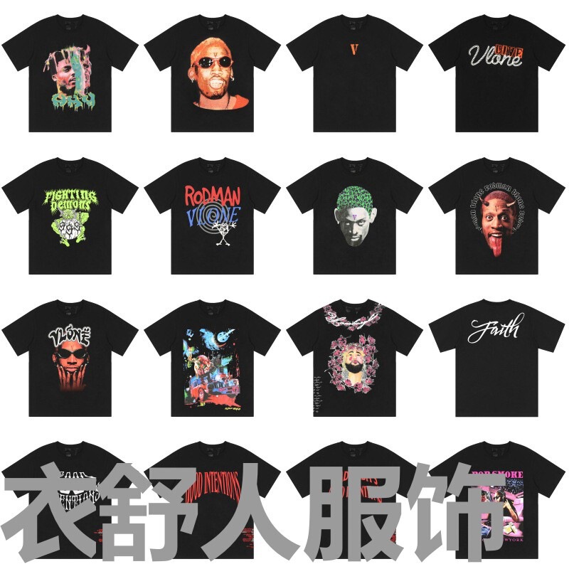 American Trendy Brand Vlone Fast Big V Short-Sleeved Male and Female Couple High Street Vtg Casual T-Shirt Spring and Summer Half-Sleeved