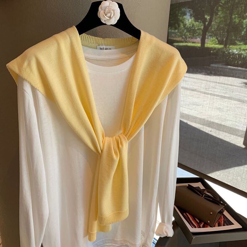 Korean Solid Color Simple Ins New Style with Silk Wool Blue Thin Knitted Shawl Air-Conditioned Room Neck Protector Vest Korean Solid Color Simple Ins New Style with Silk Wool Blue Thin Knitted Shawl Air-Conditioned Room Neck Protector Vest