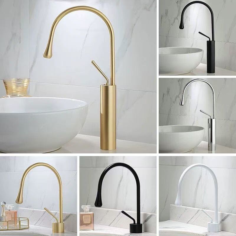 Household faucet high low silver black frosted short faucet bathroom washbasin hot and cold water faucet