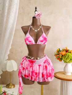 Summer set, swimwear, backless, 3 piece set