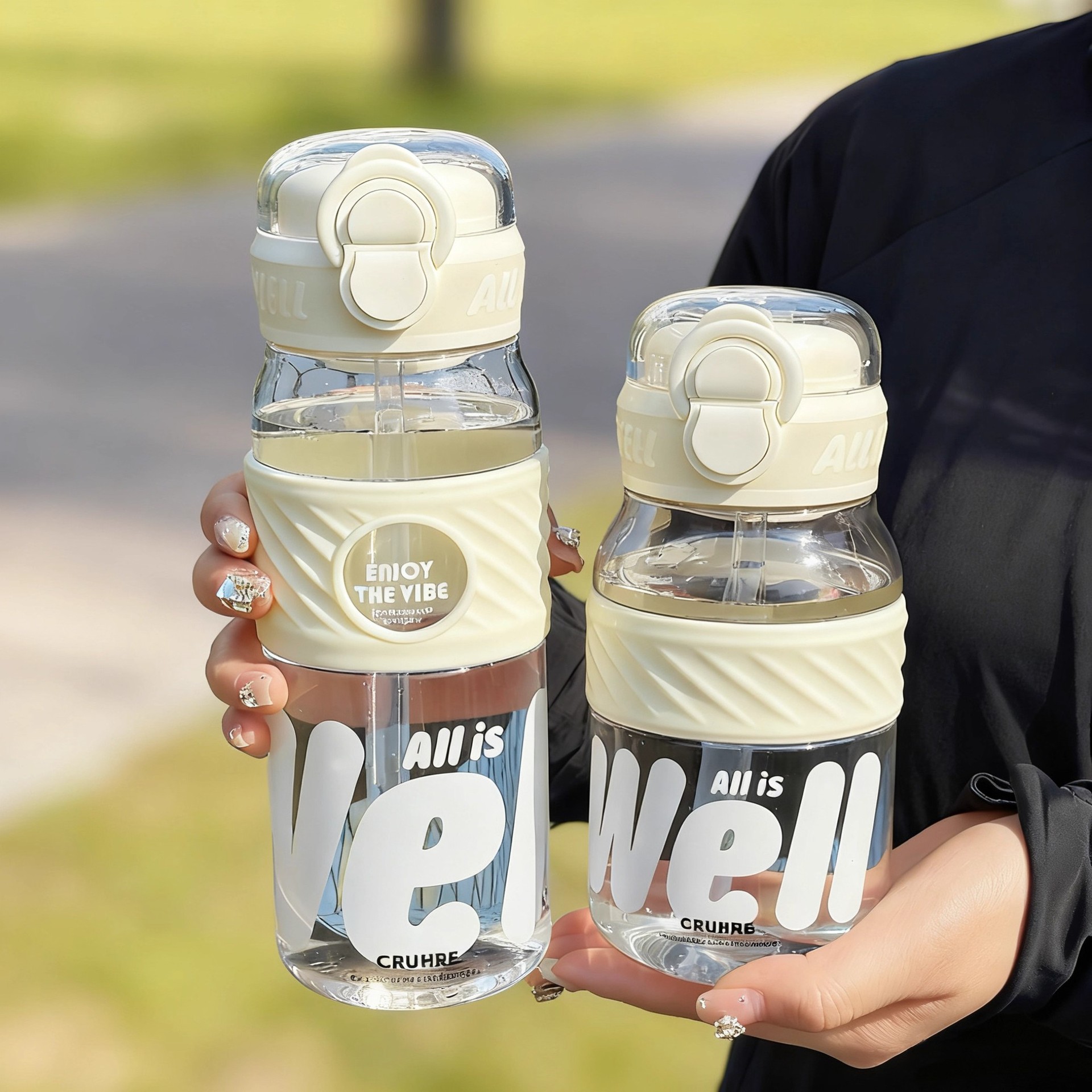 Tazas de agua de verano de gran capacidad de paja doble taza deportiva al aire libre de estudiantes de secundaria taza portátil 2025 nuevo