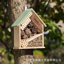 跨境木质昆虫窝园林造型昆虫小房子悬挂蜂蜜屋昆虫旅馆蝴蝶屋鸟窝