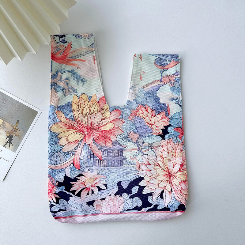 Nuevo artístico retro pintura al óleo bolso de las mujeres de la moda de estilo coreano todo-fósforo nicho de la calle de punto bolsa de las axilas bolsa de hombro