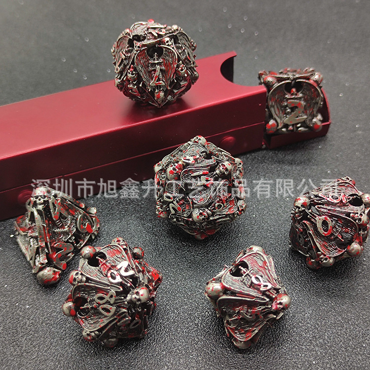 Transfronterizo nuevo metal hueco yihadista Ángel dados DND csulu corriendo grupo juego de mesa de 7 piezas multi-Cara dados al por mayor