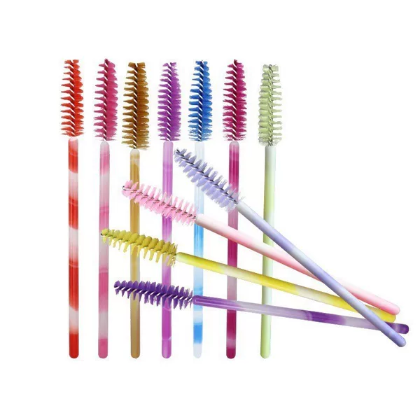 Wholesale New Double Color Pole Nylon Brush Reusable Colorful Eyelash Brush Two-color Pole Eyelash Brush Makeup Brush