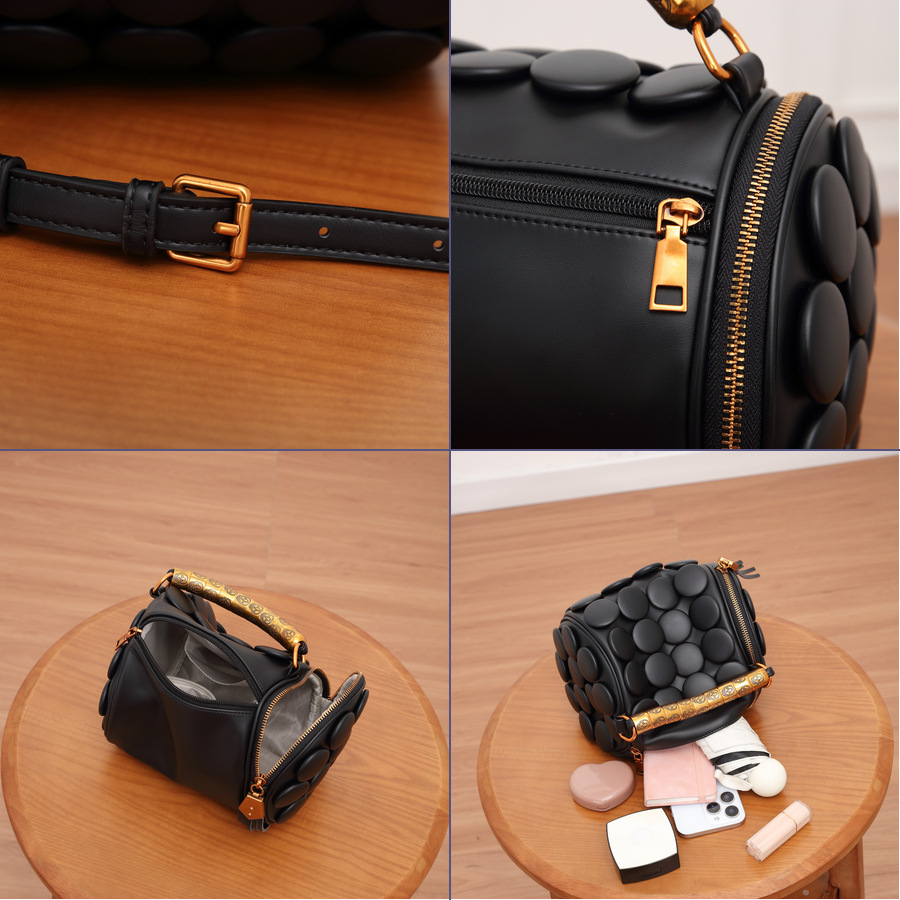Damen-Handtasche mit Polka-Dots, Herbst/Winter, kreativ, klassisch, stylisch, Schultertasche, Umhängetasche_voghion.com
