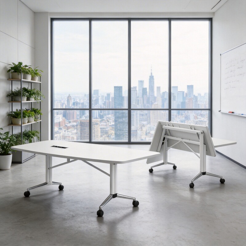 Movable Folding Conference Table Long Table Training Table Telescopic Splicing Office Desk with Wheels Extra Large Detachable