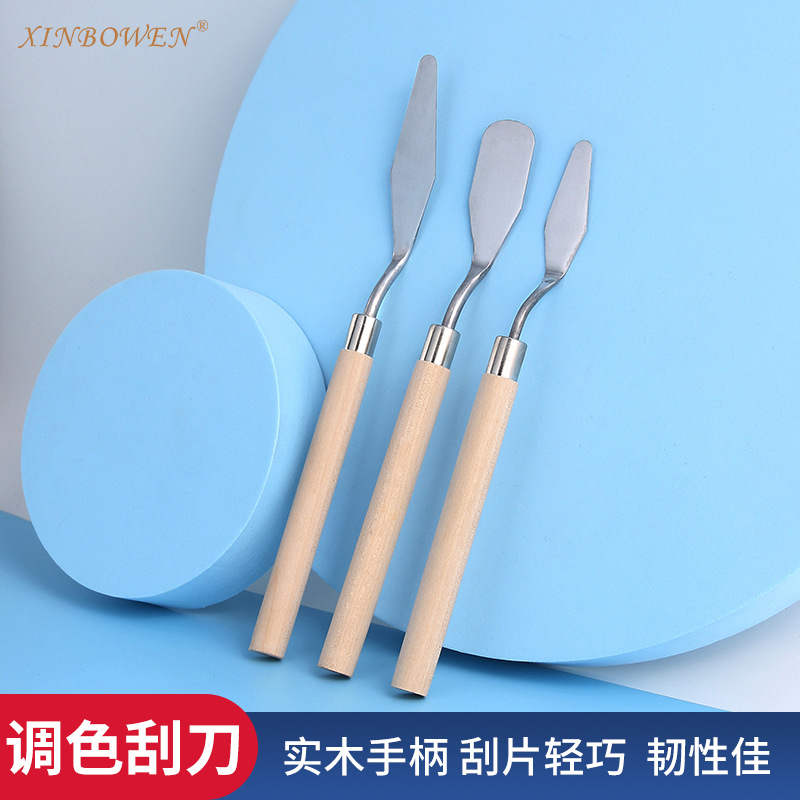 Gouache Oil paint scraper Fine Arts Supplies Utility knife Wooden handle Plastic handle Palette knife wholesale