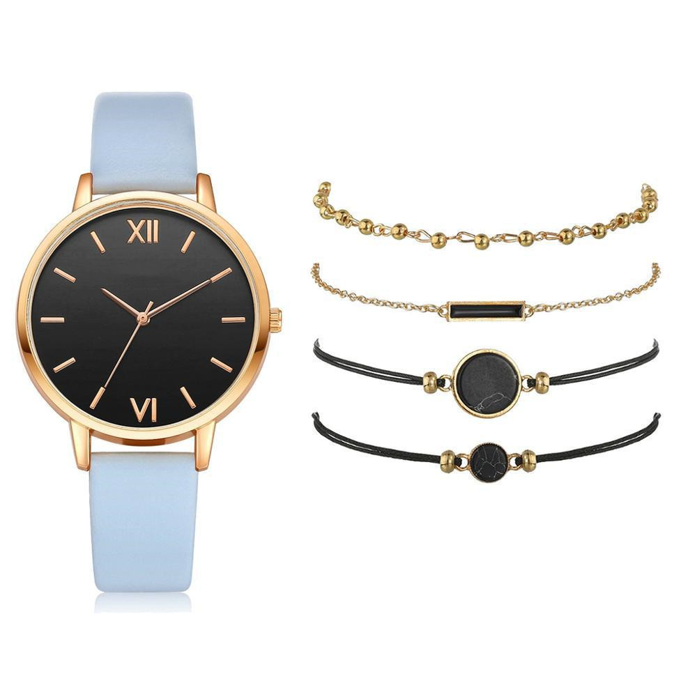 ins new minimalist watch set quartz watch trend pu strap ladies watch strap bracelet set_voghion.com