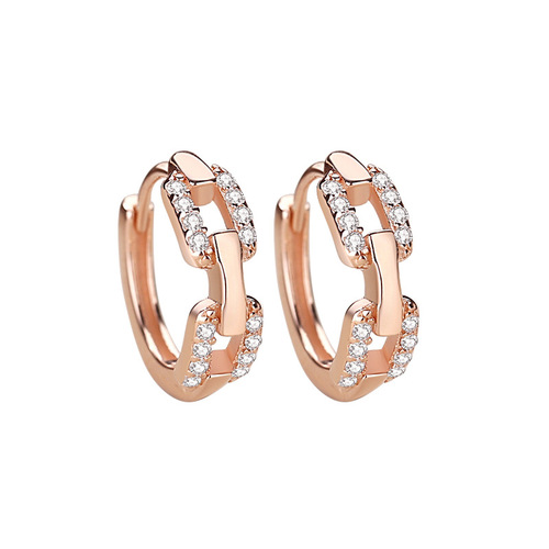 925 sterling silver Korean style simple square chain earrings ins cold style European and American versatile earrings daily commuting earrings