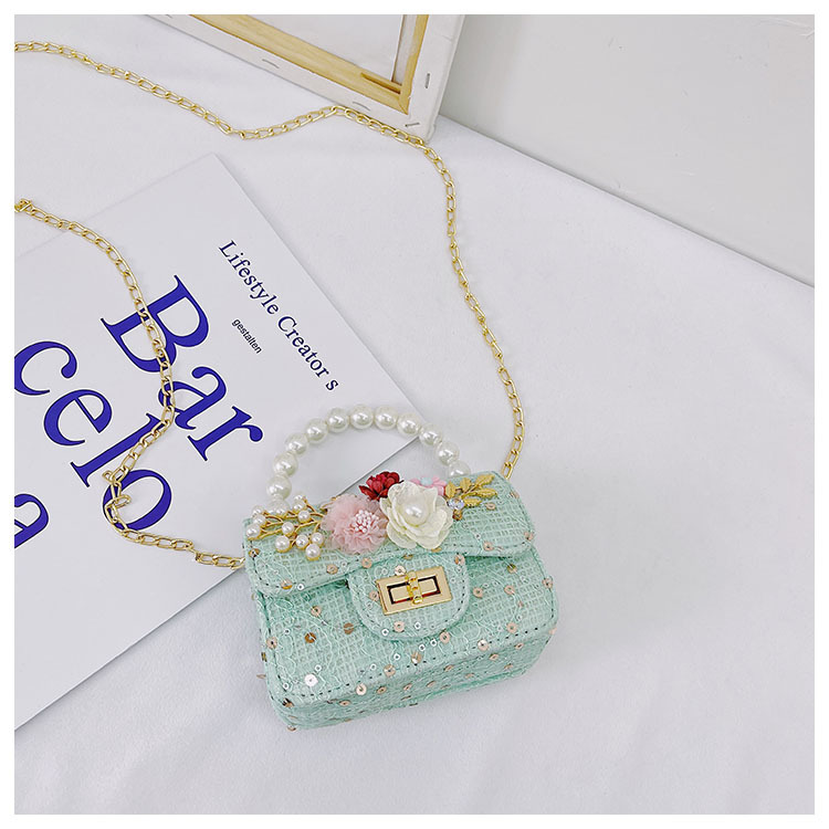 Girl'S Cloth Flower Bow Knot Cute Sequins Pearls Square Lock Clasp Crossbody Bag display picture 61