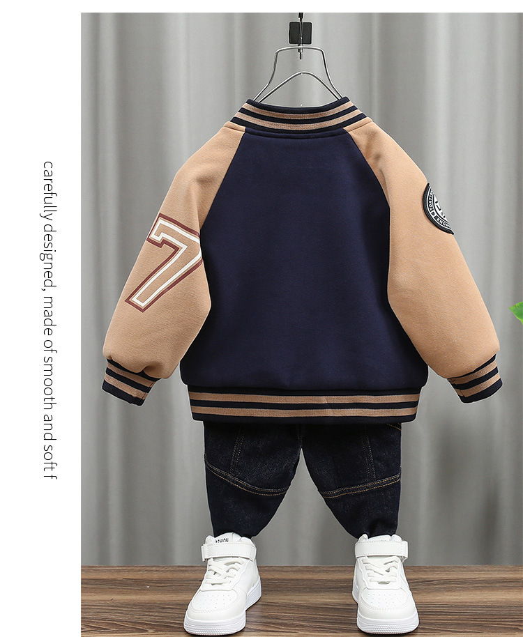 Boys' knitted baseball jacket spring autumn, Korean version, children's handsome and trendy cool top, versatile clothes_voghion.com