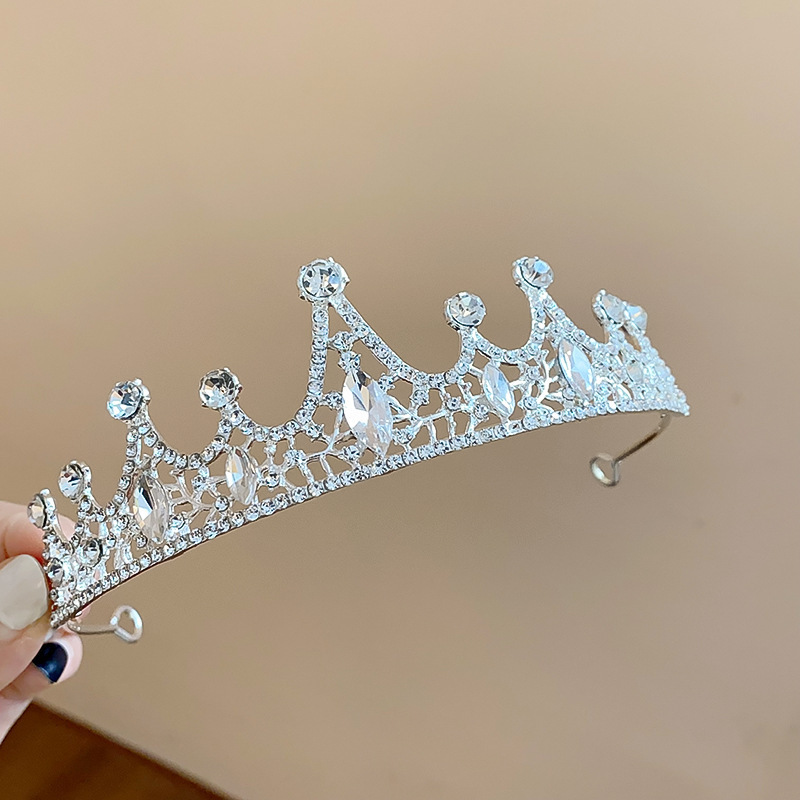 2# diadema-diadema con corona de diamantes pequeña plateada