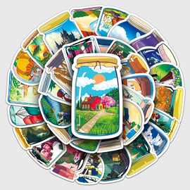 50张瓶中世界涂鸦原创咕卡cartoon stickers装饰手机壳行李箱贴纸