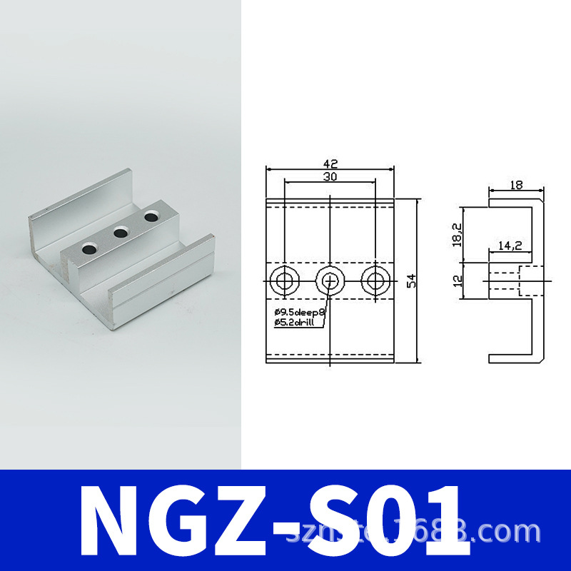 双槽通孔治具连接块 JE40C010 铝条固定块 JA010 NGZ-S01铝合金