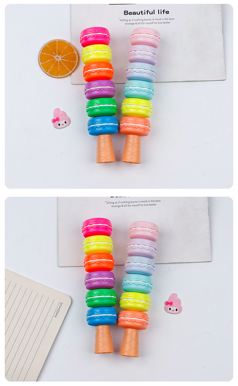 Class Occasion Cute Cartoon Macarons 6 Colors Creative Graffiti Fluorescent Pen Marking Pen