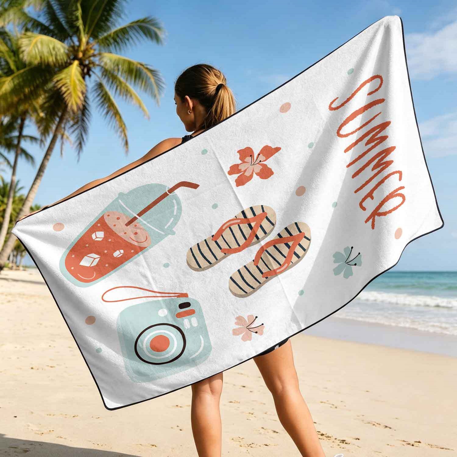 Summer bath towel and car seat cover 2-in-1, ultra-fine fiber outdoor beach and car dual-use universal seat cushion