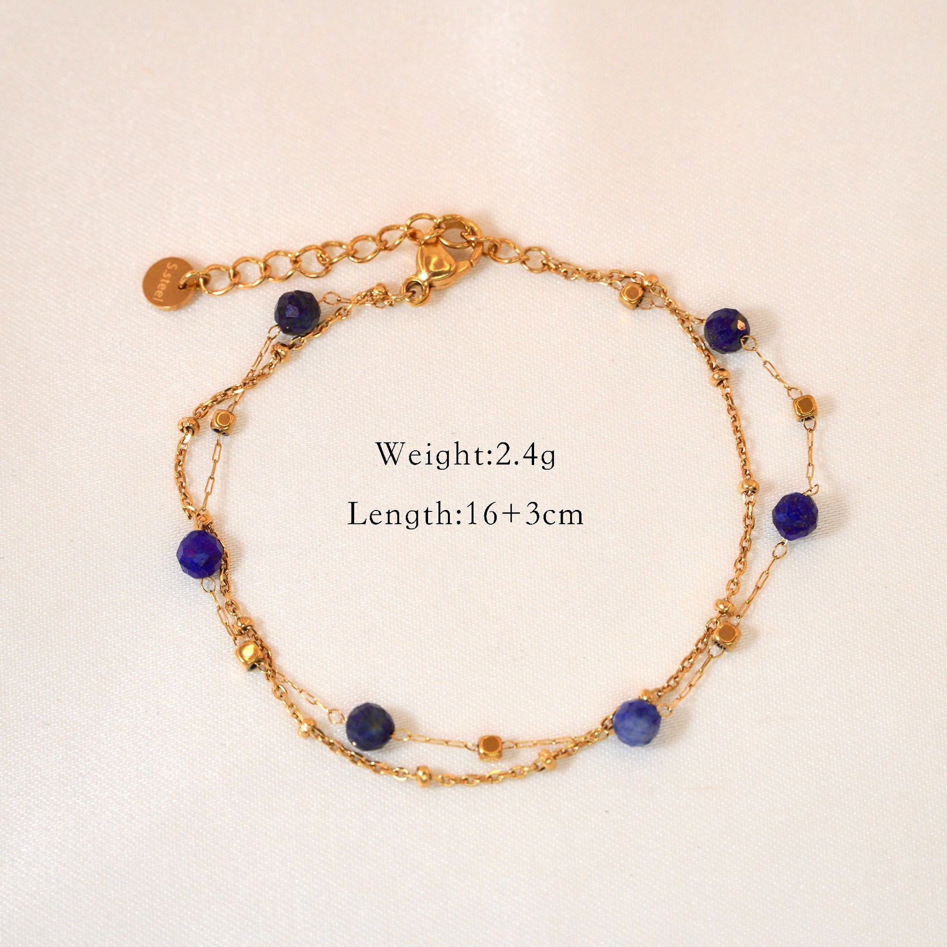 Polishing Design Simple Style Geometric Natural Stone Titanium Steel Bracelets In Bulk
