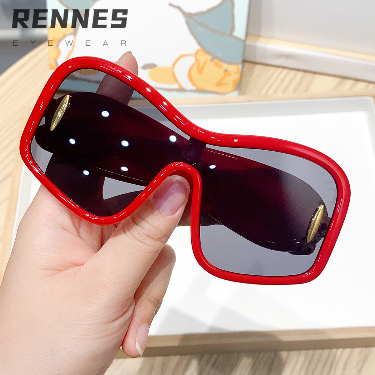 Nueva película todo en uno Y2K para niños, marco generoso, calle hip-hop, gafas de sol al aire libre, gafas de sol con sentido de la tecnología del futuro