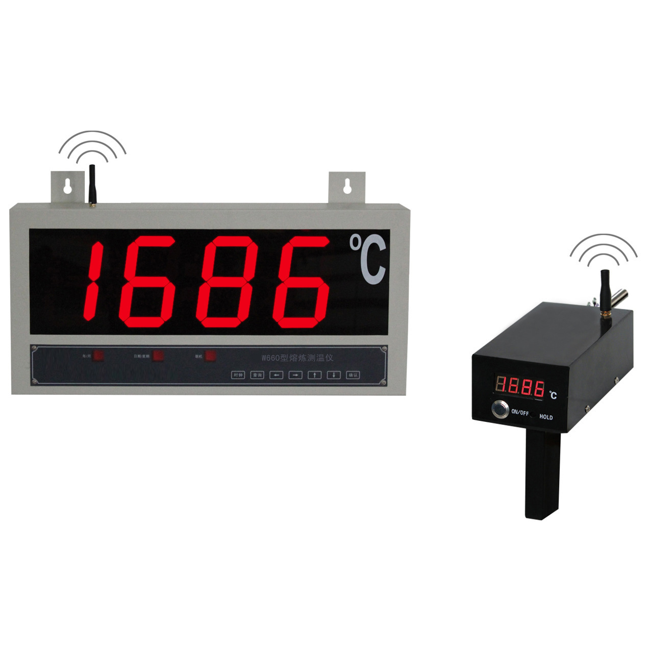 W660无线大屏幕熔炼测温仪 5英寸数码管显示 字高128mm