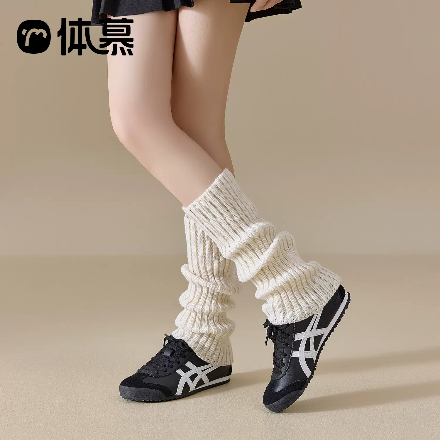 中筒袜套女冬季加厚保暖堆堆袜配雪地靴灰色针织女款日系Y2K袜子