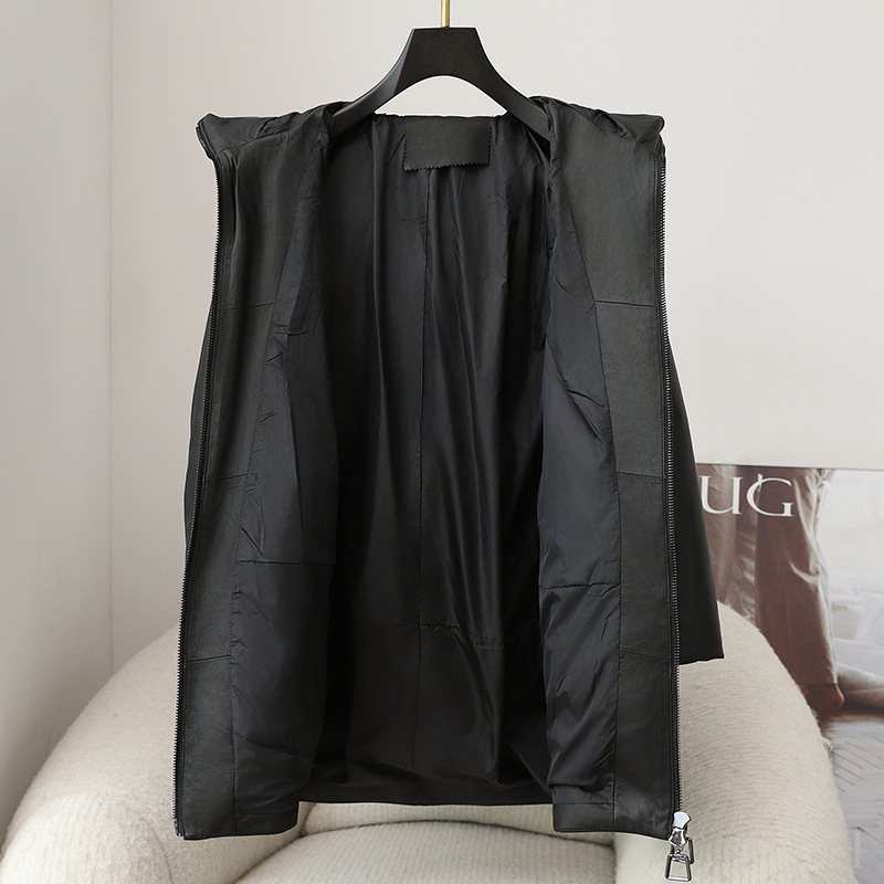 Women's Clothing leather down jacket white duck down autumn and winter new style Haining fur coat thickened warm and high end_voghion.com