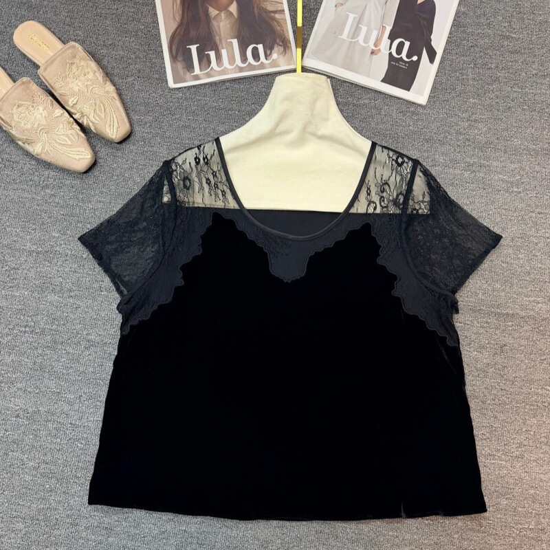 26 New Products: New Chinese-Style Silk Velvet Active Lace Patchwork Three-Dimensional Cut Short-Sleeve Casual Urban Style Shirt 26 New Products: New Chinese-Style Silk Velvet Active Lace Patchwork Three-Dimensional Cut Short-Sleeve Casual Urban Style Shirt