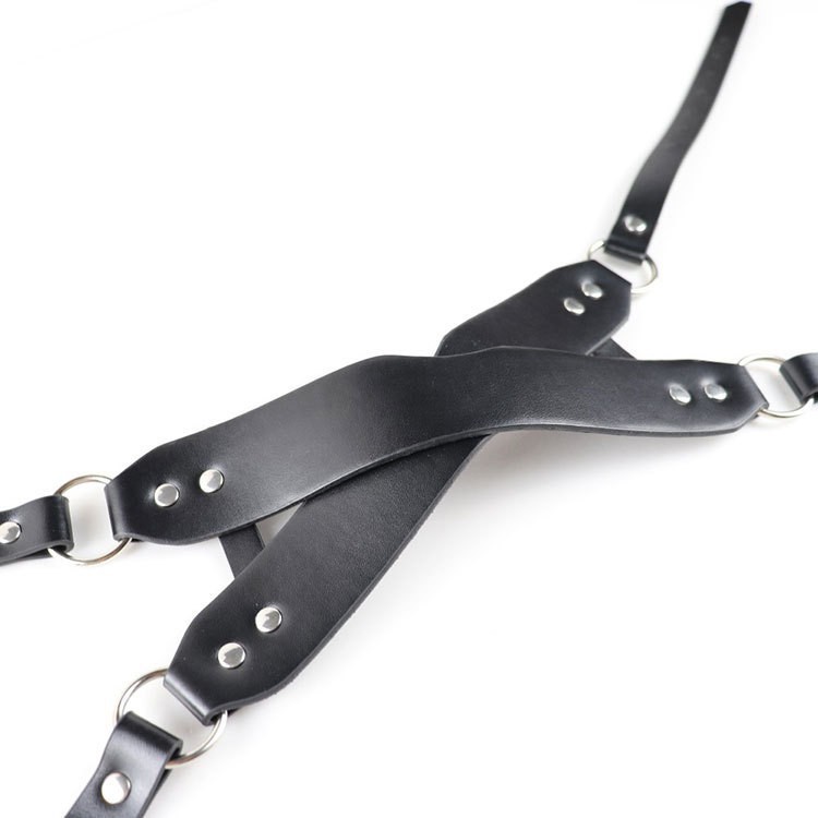 Jiuai SM Leather Eye Mask Black PU Blindfold with Three Studs for Couples — detail image 9