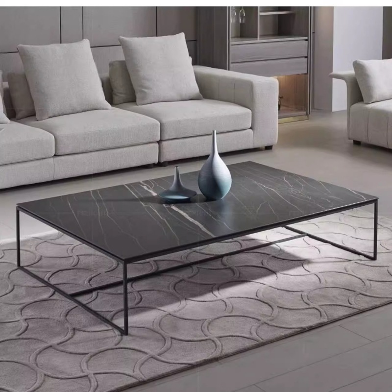 Mesa lateral de sofá de pizarra de roca, mesa de esquina de celebridades de Internet de alta gama de lujo ligero, mesa de borde estrecho, mesita de noche, sala de estar, mesa de centro cuadrada minimalista, mesa baja