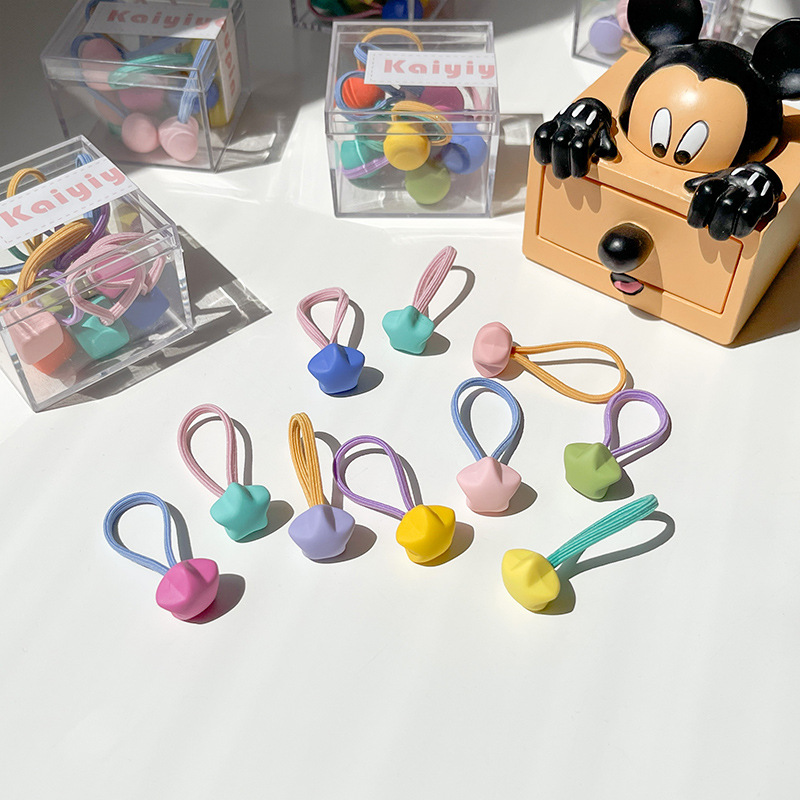 10 piezas de color caramelo cuerda de pelo simple cuerda de pelo hembra Cola de Caballo anillo de pelo