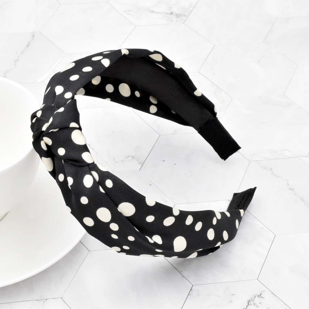 Fashion Silk Fabric Polka Dot Knotted Headband display picture 3